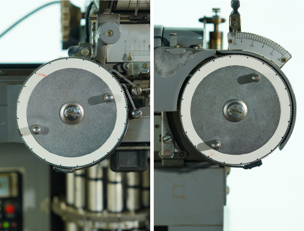 左：横組み用、右：縦組み用とそれぞれ独立した操作ハンドル（MC6）
