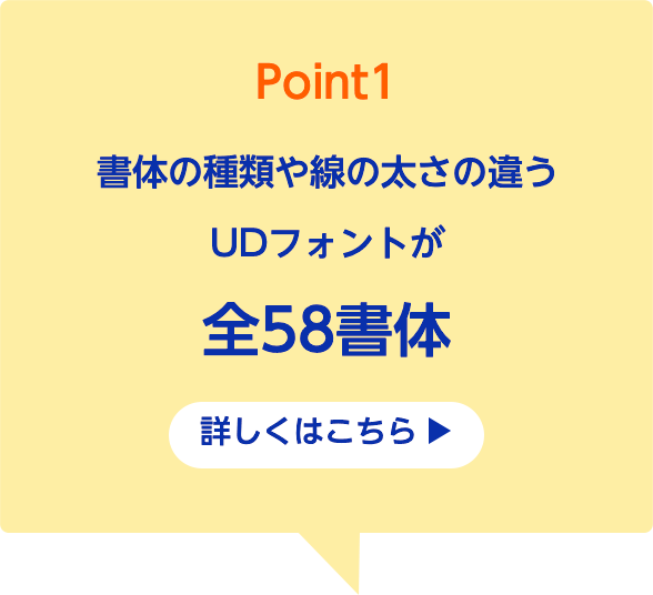 Point1 書体の種類や線の太さの違うUDフォントが全55書体 詳しくはこちら