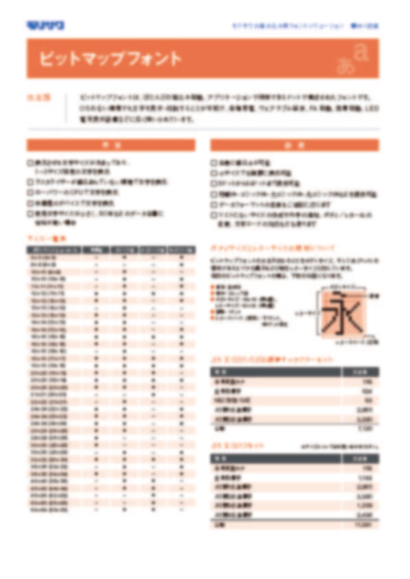 ビットマップフォントのカタログ写真