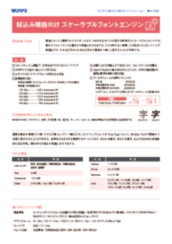 軽量フォント + 専用エンジンのカタログ写真