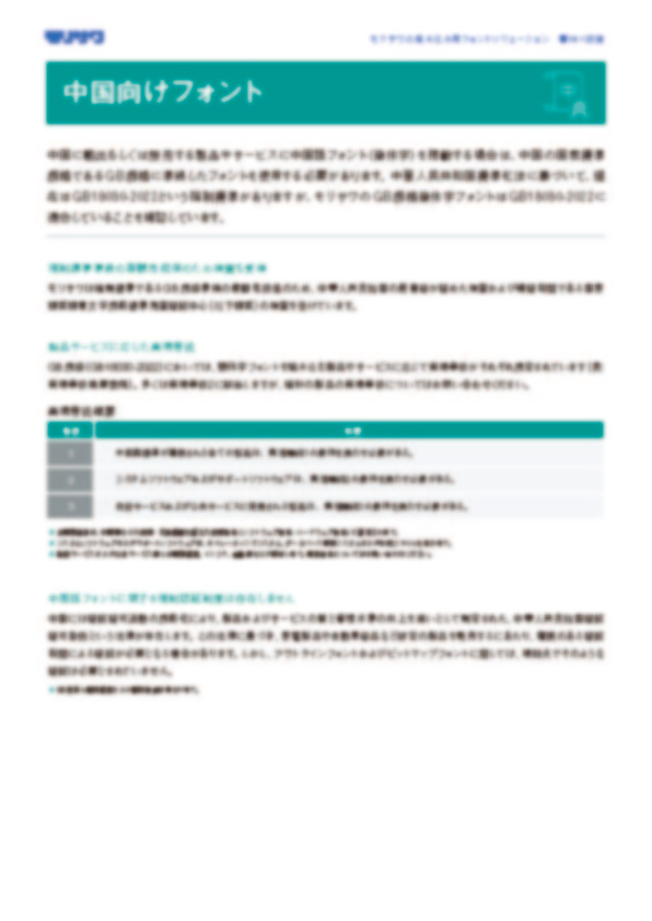 中国語フォントのカタログ写真